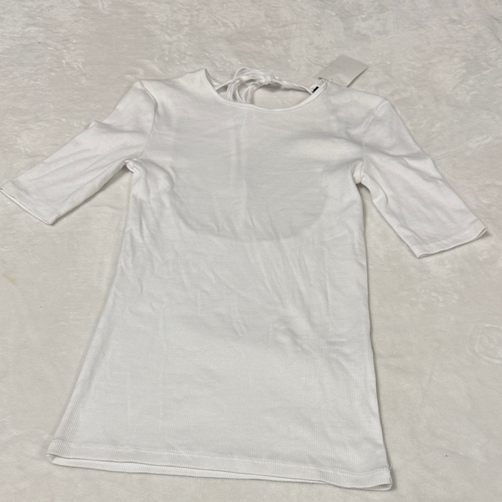 Zara White Ribbed Top
